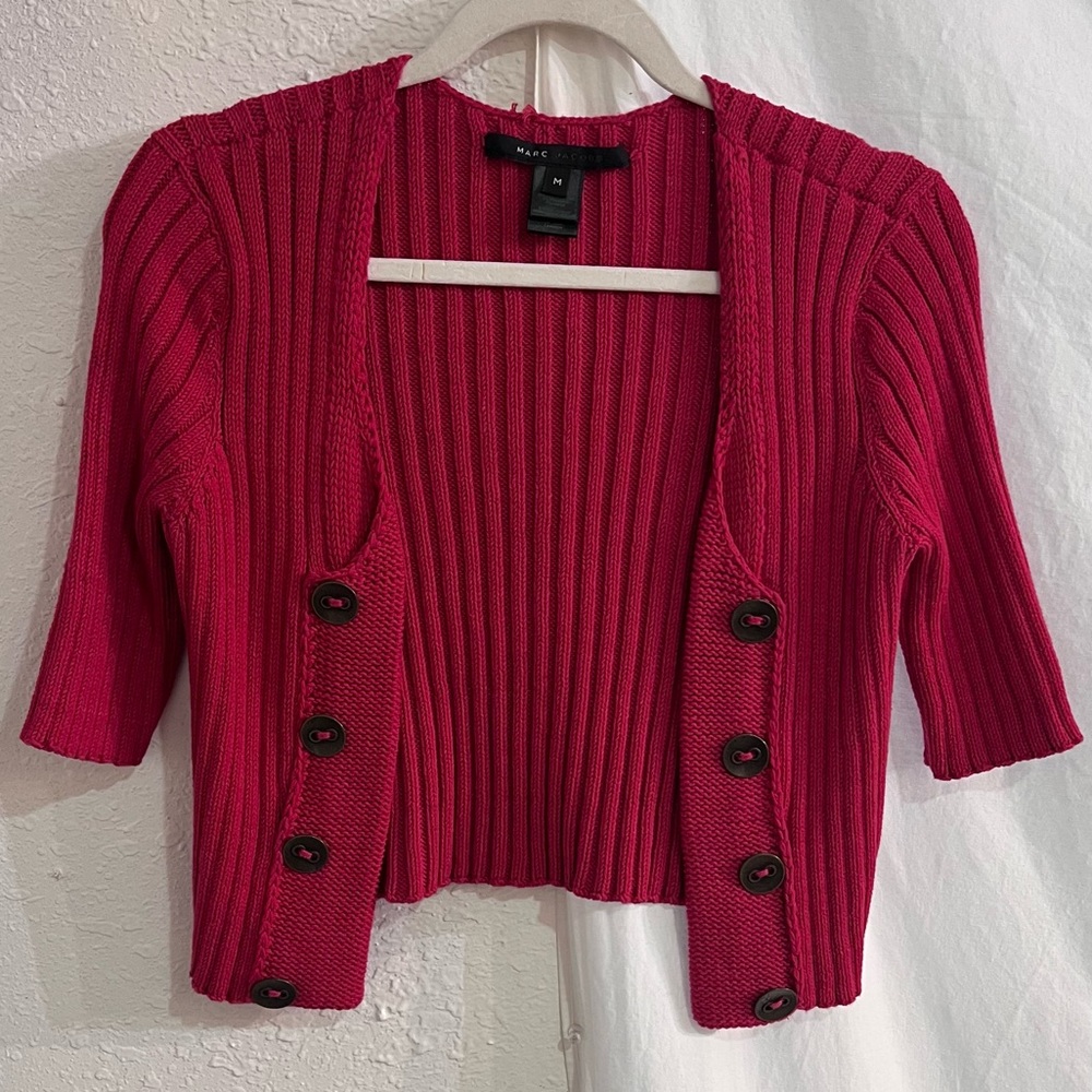 Marc Jacob’s Pink Ribbed Cardigan Sweater